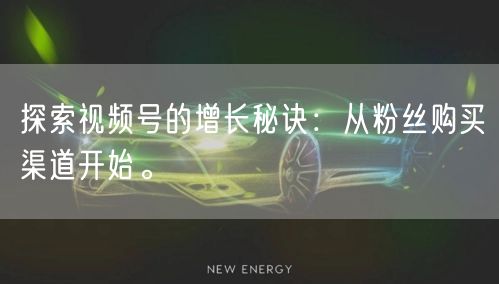 探索视频号的增长秘诀:从粉丝购买渠道开始。
