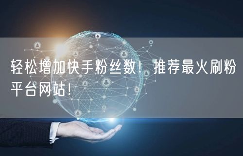 轻松增加快手粉丝数!推荐最火刷粉平台网站!