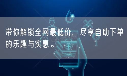 带你解锁全网最低价,尽享自助下单的乐趣与实惠。