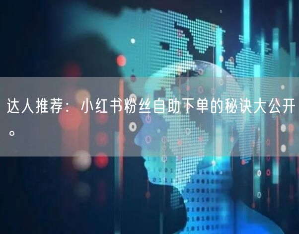 达人推荐:小红书粉丝自助下单的秘诀大公开。
