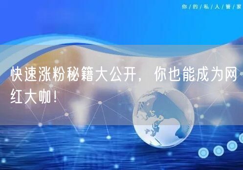 快速涨粉秘籍大公开，你也能成为网红大咖！