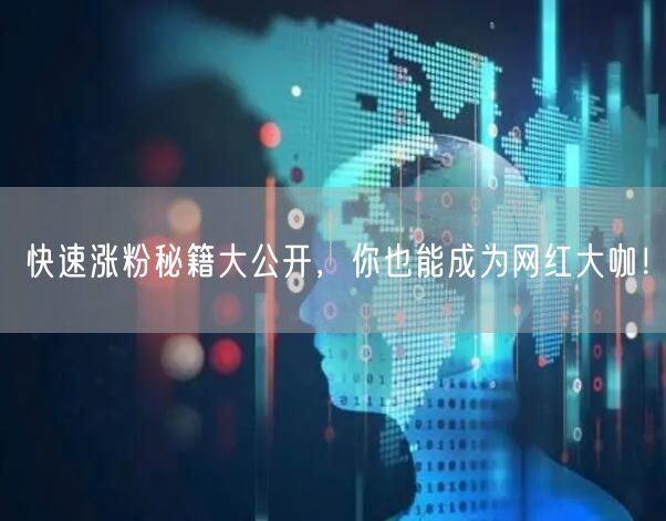 快速涨粉秘籍大公开，你也能成为网红大咖！