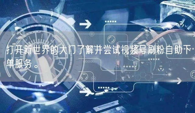 打开新世界的大门了解并尝试视频号刷粉自助下单服务。